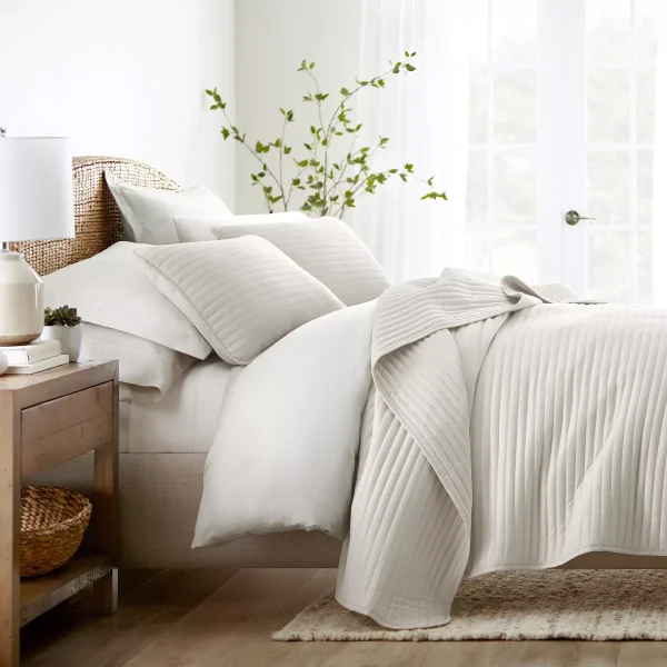 Stripes Floral and Diamonds Quilted Coverlet Set